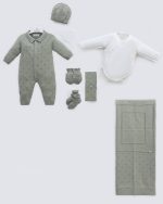 Pack naissance 8 pièces en maille cotonnée
