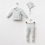 Ensemble bébé 3 pièces en maille – Douceur & confort