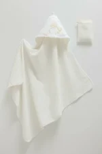 Cape de bain avec gant motif “Happy” en coton – Image 2