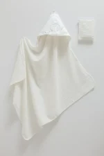 Cape de bain avec gant motif “Happy” en coton