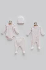 Ensemble naissance 4 pièces 100% coton