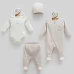 Ensemble naissance 4 pièces 100% coton