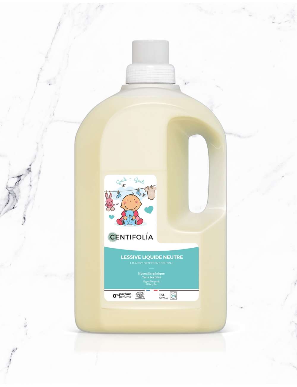 Centifolia liquide lessive Centifolia Détergent à Lessive Neutre au Savon de Marseille 1,5L – Image 1