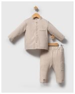 Ensemble bébé en lin 2 pièces – Chemise col mao & pantalon – Image 2