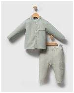 Ensemble bébé en lin 2 pièces – Chemise col mao & pantalon