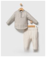 Ensemble bébé en lin 2 pièces – Chemise rayée & pantalon – Image 2