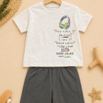 Ensemble garçon 2 pièces t-shirt “Rock’n Roll” & short gris