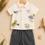 Ensemble garçon 2 pièces polo “Wild Life” & short gris