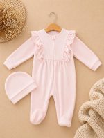 Grenouillère bébé avec bonnet et volants – Image 3