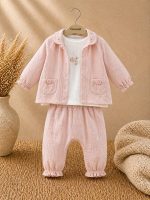 Ensemble bébé 3 pièces en lin – Veste, haut & pantalon – Image 2