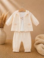 Ensemble bébé 3 pièces en lin – Veste, haut & pantalon