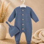 Grenouillère bébé avec bonnet assorti – 4 coloris