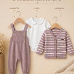 Ensemble bébé 3 pièces – Salopette, body & cardigan