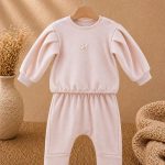 Ensemble bébé 2 pièces texturé – Rose poudré