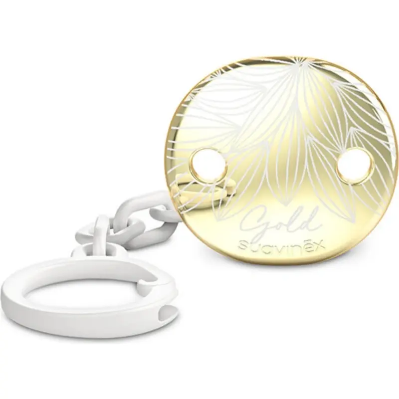 3162103 gold blanc Suavinex Attache Sucette - Or Blanc – Image 1