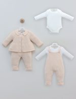 Ensemble bébé 3 pièces en maille avec body assorti