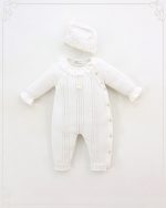 Grenouillère bébé élégante avec bonnet assorti – Image 2