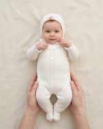 Grenouillère bébé élégante avec bonnet assorti – Image 5