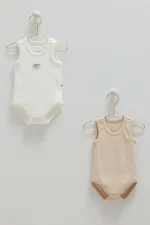 Lot de 2 bodies bébé sans manches en coton – Image 2