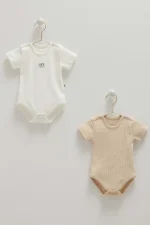 Lot de 2 bodies bébé manches courtes en coton