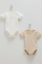 Lot de 2 bodies bébé manches courtes en coton