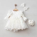 Robe cérémonie bébé blanche avec accessoires – Pureté & élégance