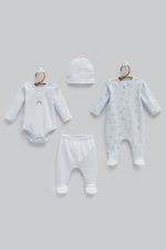 Ensemble bébé 4 pièces en coton avec bonnet assorti