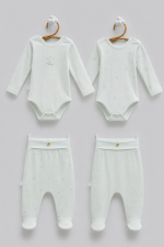Lot de 2 Bodies & 2 Pantalons Bébé Fille en Coton – Little Bird – Image 3