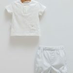 Ensemble Bébé Garçon 2 Pièces Blanc & Bleu Ciel