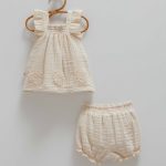 Ensemble Bébé Fille 2 Pièces Beige en Gaze de Coton