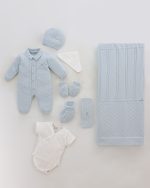 Coffret Naissance Classique en Maille – Ensemble 8 Pièces avec Couverture