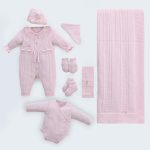 Coffret Naissance Luxe en Maille – Ensemble 8 Pièces avec Couverture