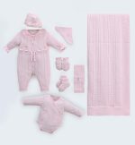 Coffret Naissance Luxe en Maille – Ensemble 8 Pièces avec Couverture