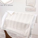 Coffret Couverture Bébé en Maille Écru – Ensemble 4 Pièces