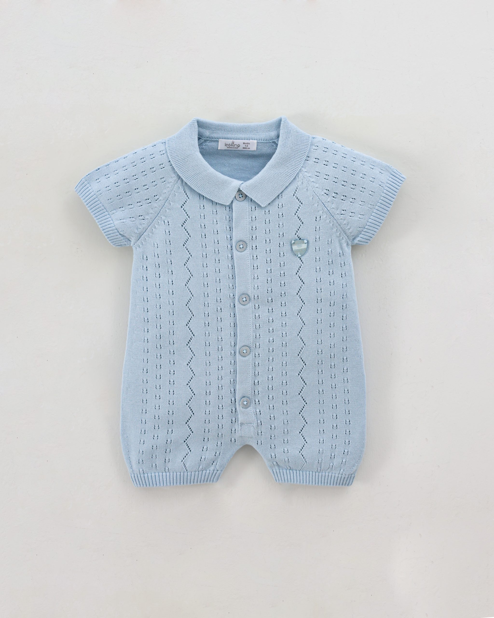 7471 blue Combishort Bébé en Maille avec Col Polo – Collection Été – Image 1