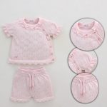 Ensemble Fille en Maille Ajourée – 2 Pièces