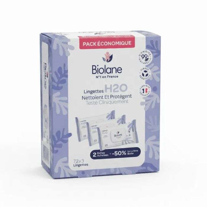biolane-lingettes-h2o-pack-economique-723-lingettes BIOLANE LINGETTES H2O PACK ECONOMIQUE 72*3 LINGETTES – Image 1