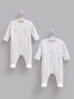 Lot de 2 Pyjamas Naissance – Fleurs en Coton Doux – Image 2
