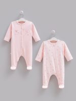 Lot de 2 Pyjamas Naissance – Fleurs en Coton Doux