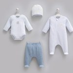 Ensemble Naissance 4 Pièces en Coton Doux – Collection Mini Travel