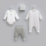 Ensemble Naissance 4 Pièces en Coton Doux – Collection Mini Travel