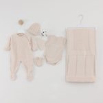 Coffret Naissance 7 Pièces avec Couverture Tricotée – Beige