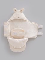 Nid d’Ange Bébé à Capuche en Maille Nid d’Abeille – Écru – Image 2