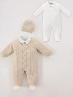 Combinaison Tricot Mérinos à Boutonnage Latéral avec Bonnet et Grenouillère Col Polo – Image 6