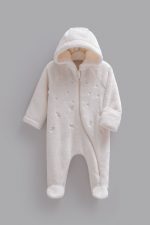 Pilote bébé polaire à capuche avec moufles et pieds intégrés – Image 2
