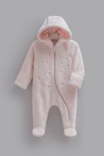 Pilote bébé polaire à capuche avec moufles et pieds intégrés – Image 3